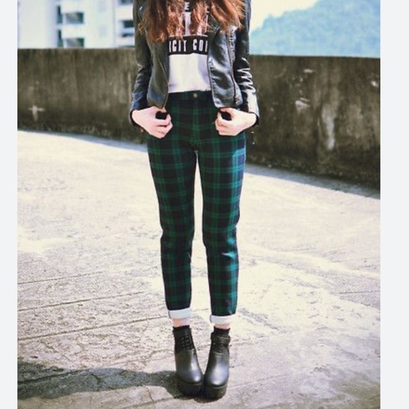 Zara plaid check pants academia size xs - Picture 1 of 7